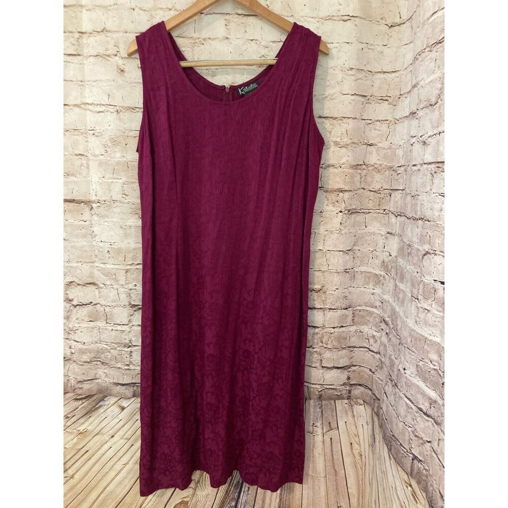 Vintage K Studio Dress Womens 14 Midi Floral A Line Pencil Sleeveless Zip Up‎